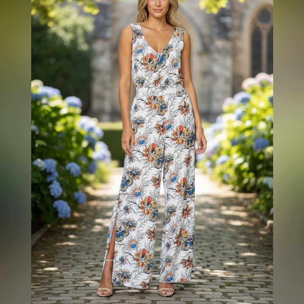 G by Giuliana White Floral Jumpsuit